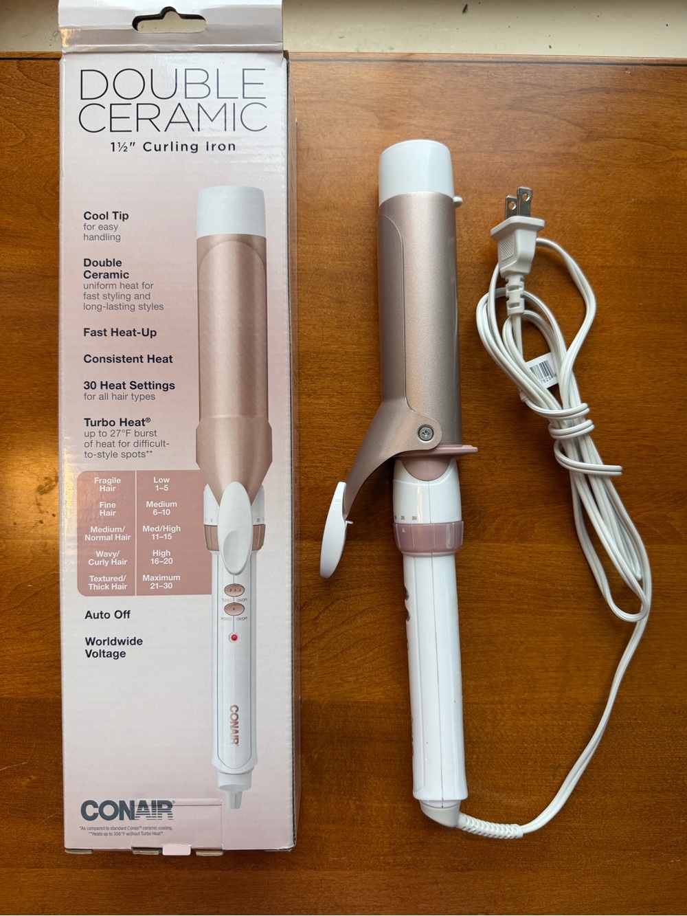 Conair Double Ceramic 1½" Curling Iron – Rose Gold and White